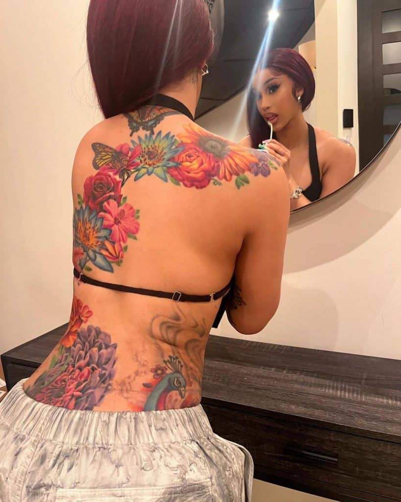 cardi b back tattoo